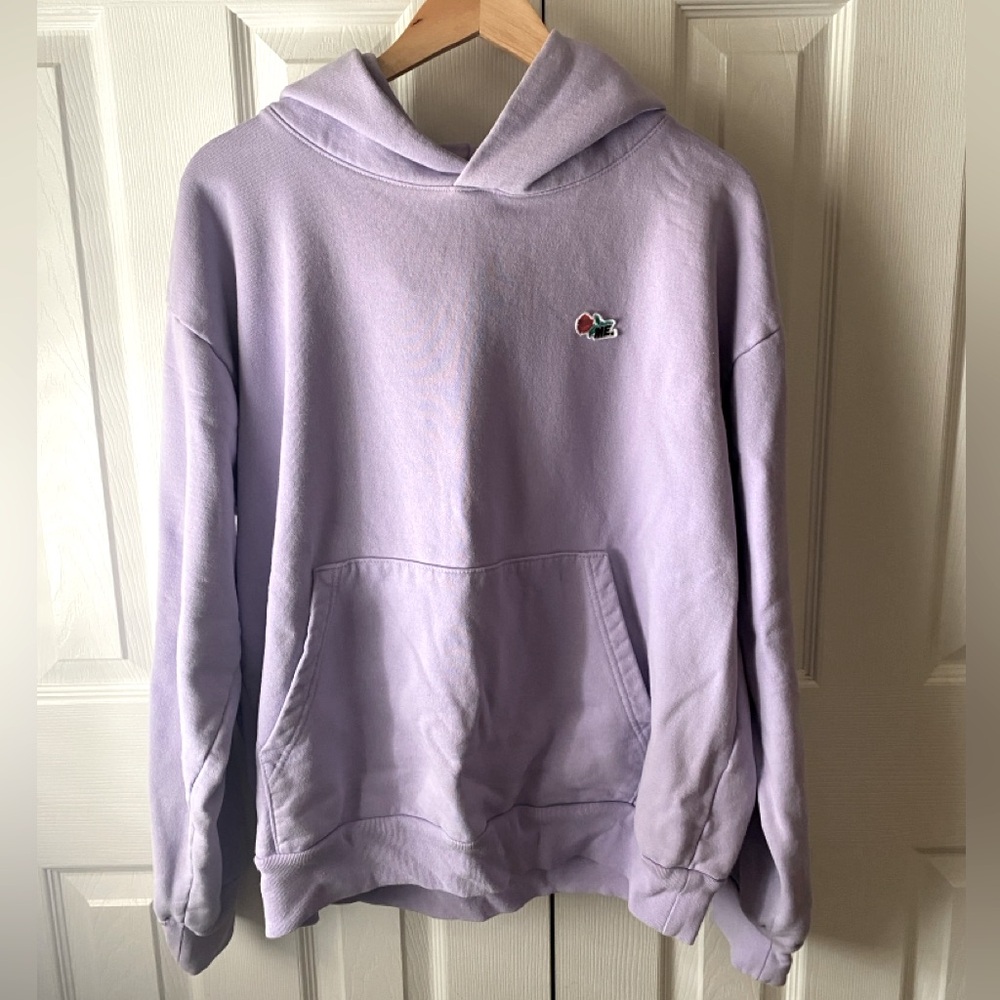 MELODY EHSANI Lilac Purple‎ Rose Heavyweight Oversized Hoodie Sweatshirt SZ L
